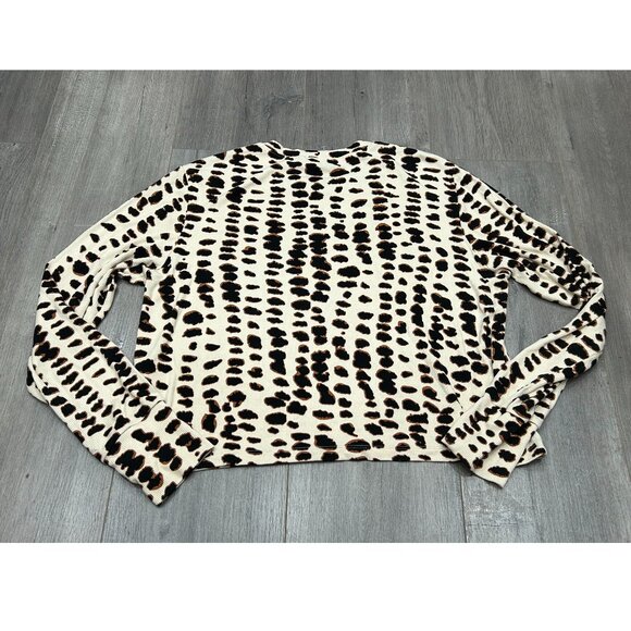 LNA Clothing Leopard Print Ribbed Long Sleeve Stretch Crewneck Top Size M - Picture 7 of 7